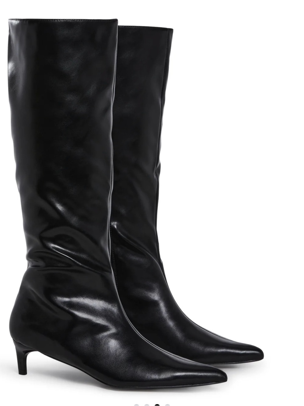 Dolls Kill Black Pointed-Toe Knee-High Kitten Heel Boots
